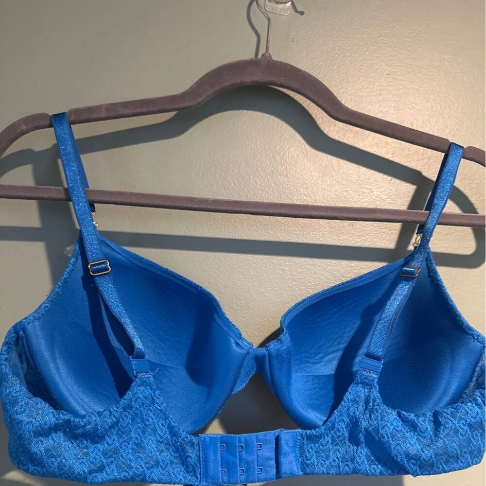 Victoria’s Secret Demi Bra 36C Blue Lace Sexy Push Up Underwire Lingerie Y2K - Picture 5 of 7